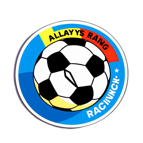 Una pegatina de balón de fútbol con colores de Racing