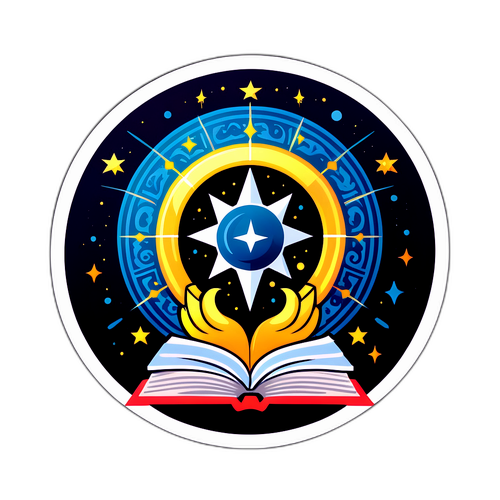 오라클 로고와 마법이 어우러진 고대 서적 디자인 스티커
