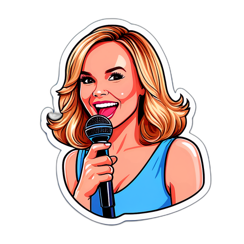 Artig og lekende klistremerke av Amanda Holden med mikrofon