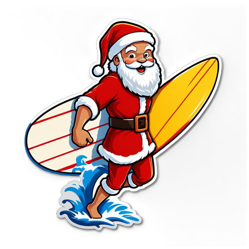 Adesivo do Papai Noel Surfista