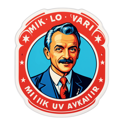 A retro-stílusú matrica Miklós Ungvári ikonikus pillanataival