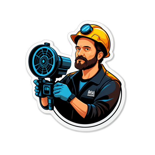 Sticker inspirat de cinematografie cu un miner și un citat motivațional