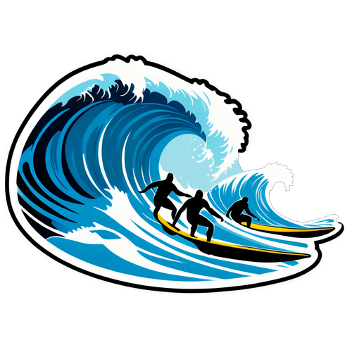 Surfistas em Ação nas Ondas Gigantes