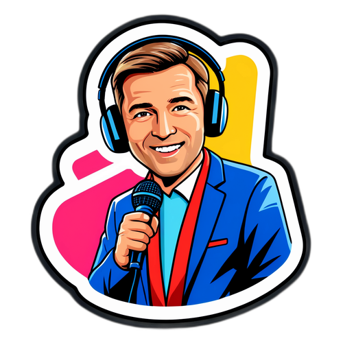 Sticker van Ruben Van Gucht als sportieve commentator
