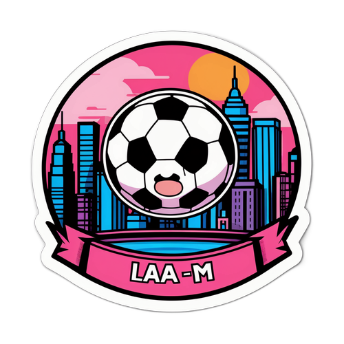 Cartoonová nálepka fotbalového míče s obličejem