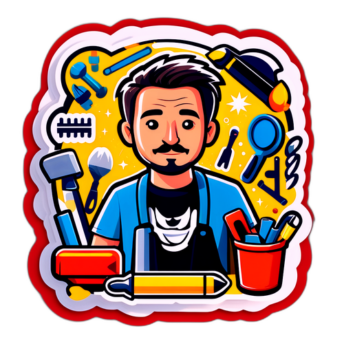 Aufkleber von Christoph Freund in einer kreativen Werkstatt