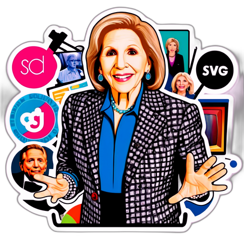 Colorful Sticker of Shari Redstone as a Media Mogul