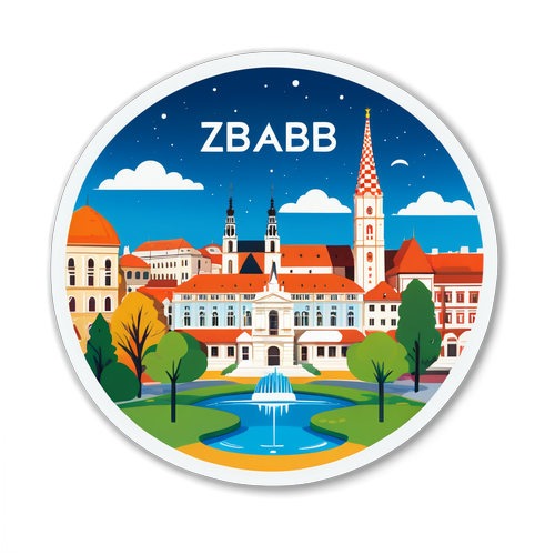 Scenisk klistermærke af Zagreb