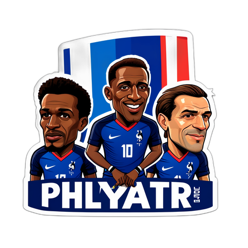 Ilustrație caricaturală a jucătorilor celebri din Franța