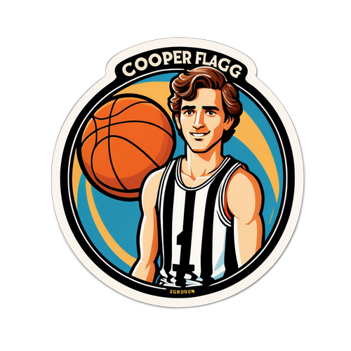 Retro na Sticker ni Cooper Flagg bilang Basketball Icon