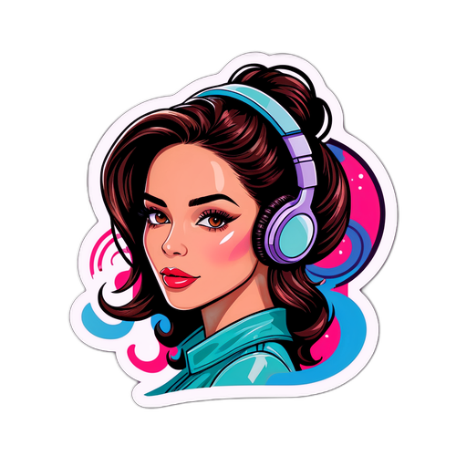 Diseño de sticker que combina moda y música para Fernanda Iglesias