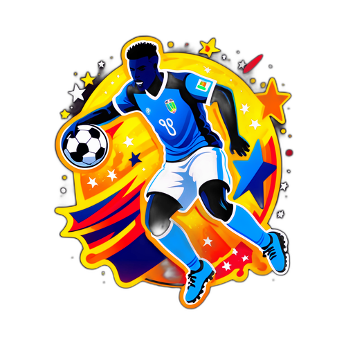 Autocollant d'un joueur de football futuriste en pleine action