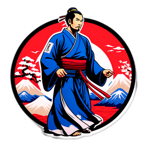 優雅な姿の剣士のステッカー