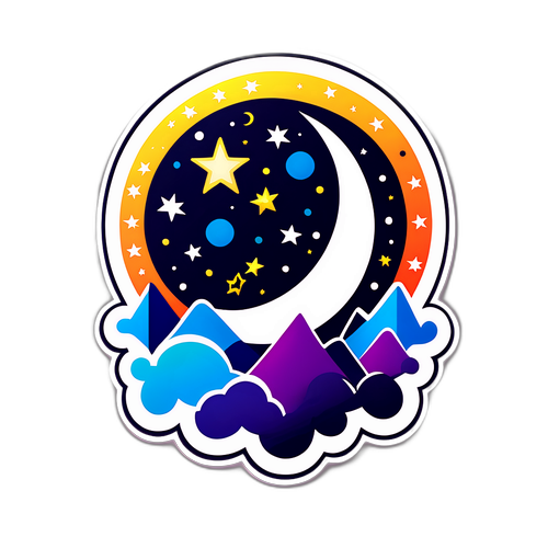 夜市星空股市曲線貼紙