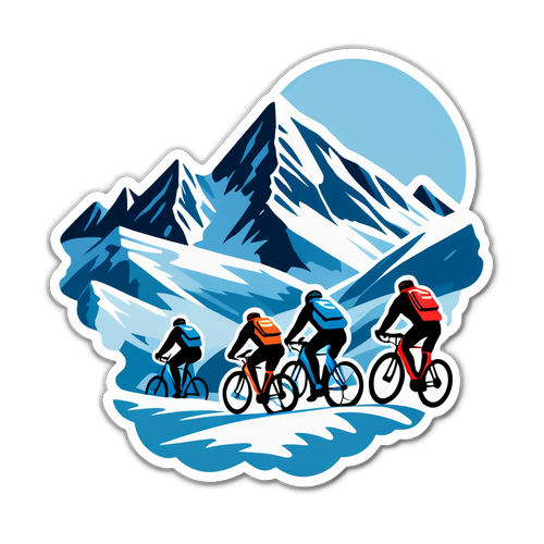 Opplev Det Utrolige! Arctic Race Sticker Med Spennende Syklister i Snødekte Fjell!