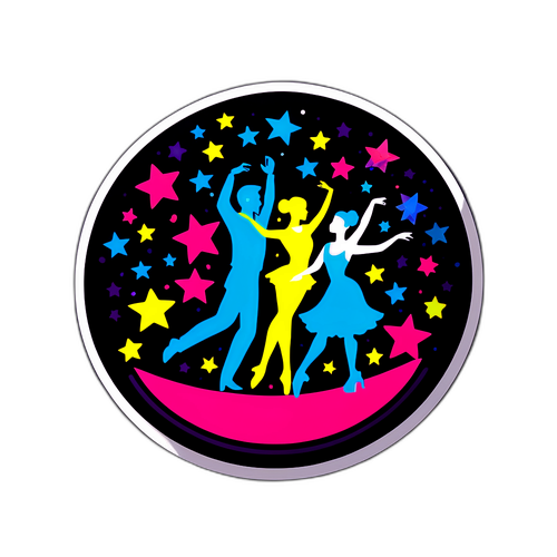 Farverig danseikone med stjerner