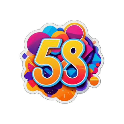 Adesivo Colorido com o Número 58