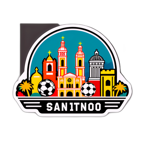 Sticker de San Antonio con elementos de fútbol y cultura hispana