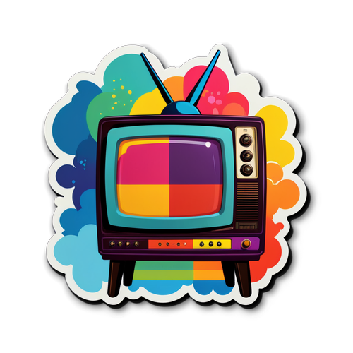 Diseño de un sticker de televisión vintage con colores vibrantes