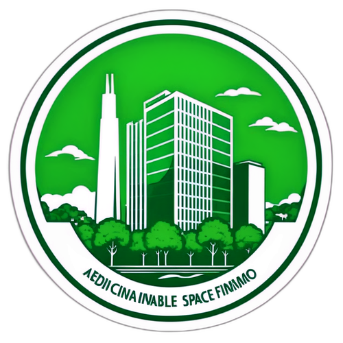 Sticker van een gebouw met groene omgeving