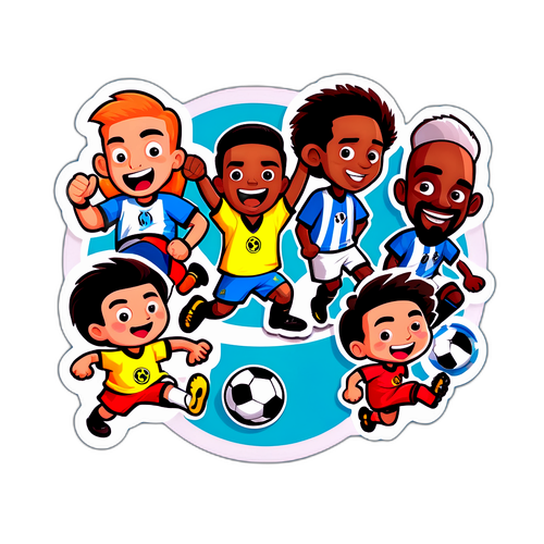 축구 팀의 재미를 담은 만화 스타일 스티커