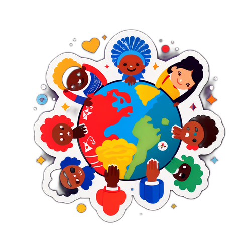 友谊与沟通的全球团结贴纸