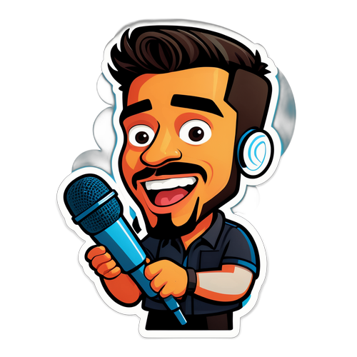 Karikatur von Brandon Blackstock mit Mikrofon