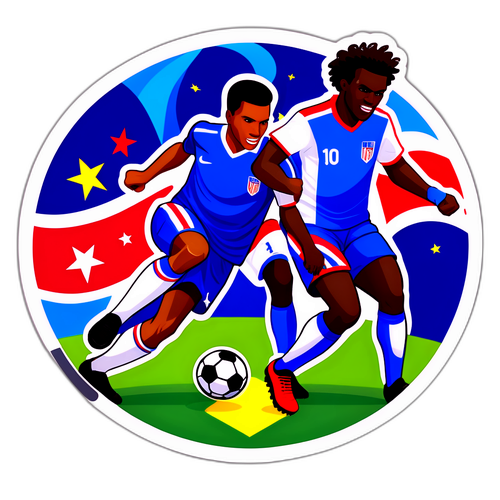 Situasi Dinamik Bola Sepak Menampilkan Pemain USA dan Haiti