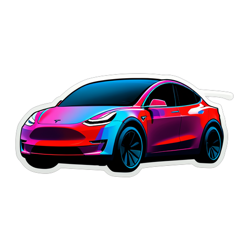 Autocollant Coloré sur le Thème de Tesla