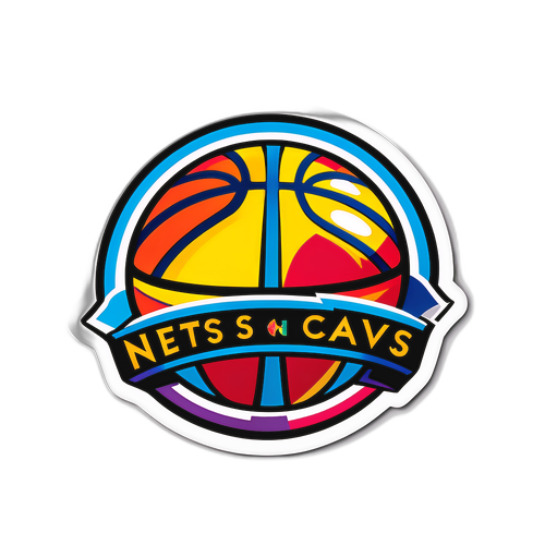 Sticker ng Nets at Cavs na Pinagsama sa Basketball
