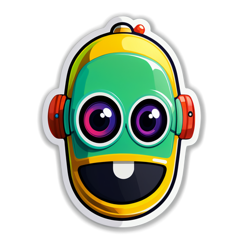 Sticker Wajah Robot Berwarna-warni