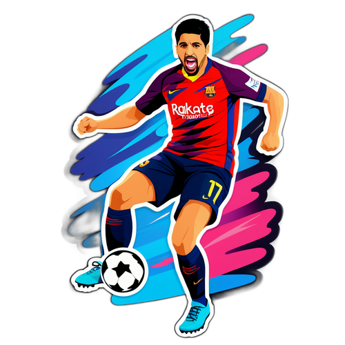 Illustration av Luis Suárez i aktion