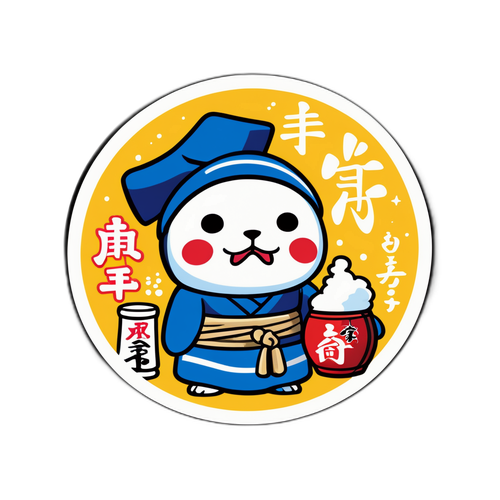 新潟の地酒と特産品をテーマにしたキャラクターの記念ステッカー