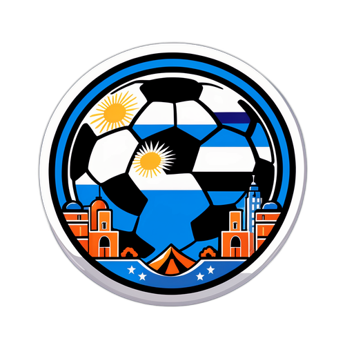 Sticker de fútbol en barrio argentino