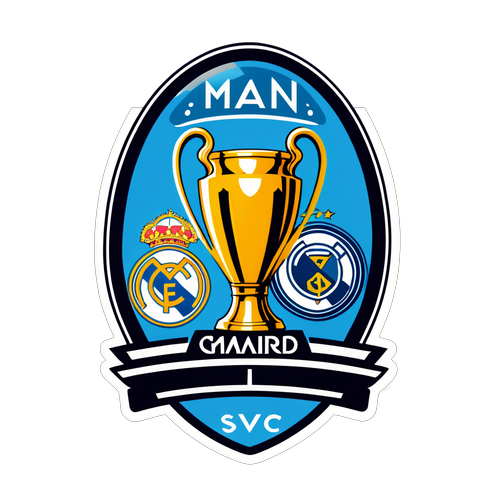 Huy chương Champions League với logo Man City và Real Madrid