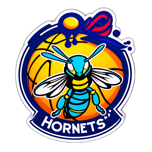 Sticker ng Hornets na may Temang Basketball
