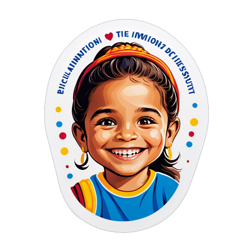 Sticker cu imaginea unei fete rome zâmbitoare, promovând incluziunea și diversitatea