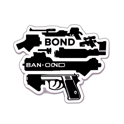 Μινιμαλιστική αυτοκόλλητη ετικέτα της κλασικής σκηνής της κάννης του Τζέιμς Μποντ