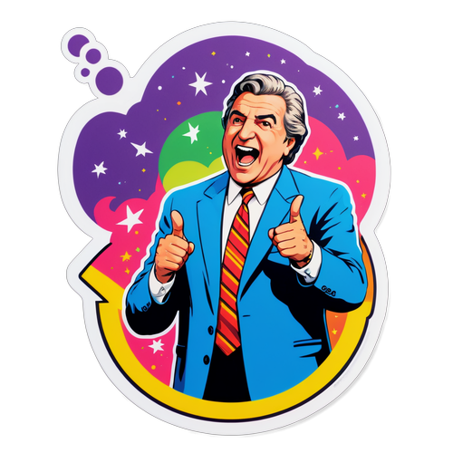 Sticker cu George Simion în mijlocul unui discurs pasionat