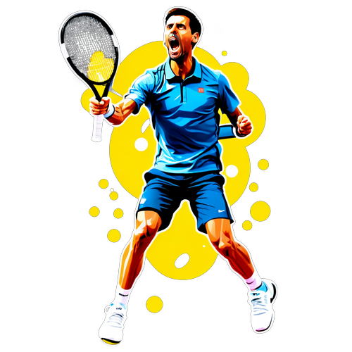 Sticker Novak Djokovic Merayakan Kemenangan