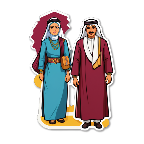 Qatar Kültürünü Yansıtan Geleneksel Giysiler Sticker'ı