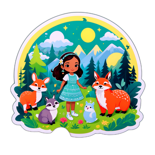 Stiker Imut Cleantha Islan di Lanskap Magis