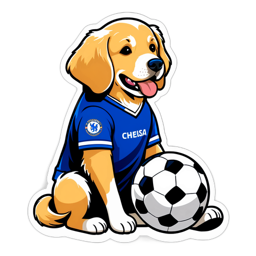 Chó vàng dễ thương mặc áo Chelsea