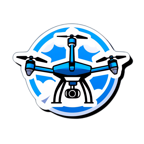 Дизайн наклейки з безпілотниками в дії на динамічному фоні