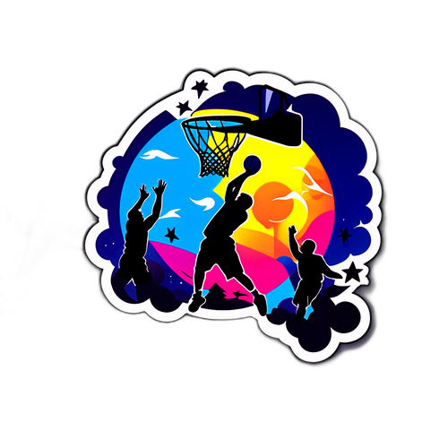 Dynamic Basketball Action Sticker