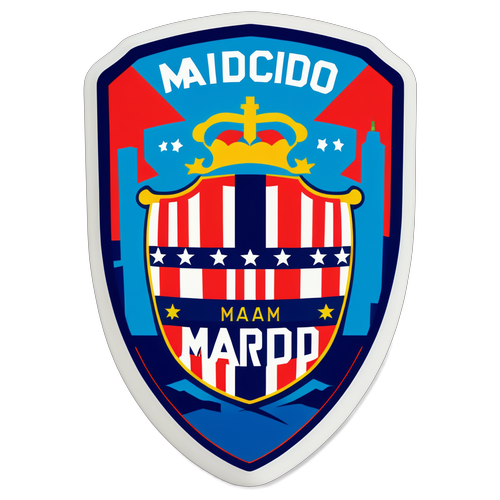 Ilustração da cidade de Madrid, destacando o Atlético e seus apoiadores em uma cena vibrante de apoio