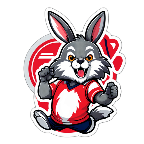 울프스의 토끼 마스코트와 아스날 마스코트의 인사