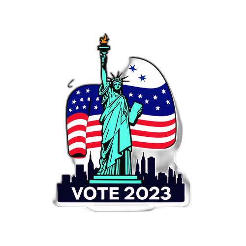 Sticker con mapa de Nueva York y texto 'Vote 2023'