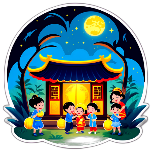 Nhà truyền thống Việt Nam dưới ánh trăng
