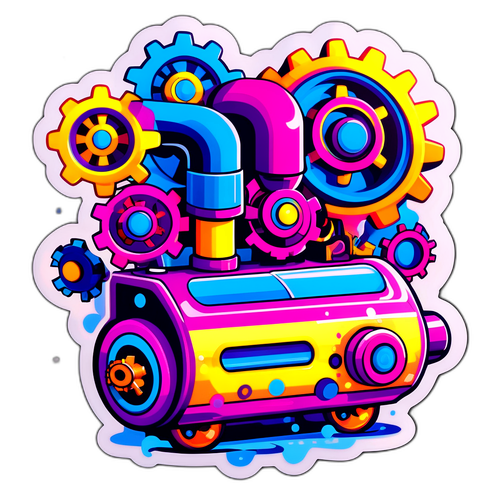 Fargerik dampmaskin med gir